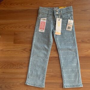 Prana Pale Blue Straight Jeans with Studded Sparkle